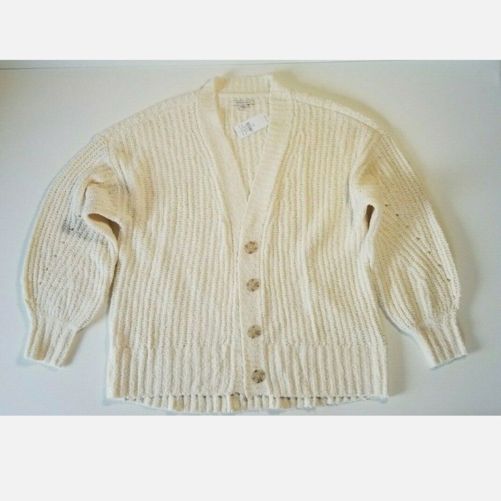 American Eagle Women's Beige Knit Button Sweater